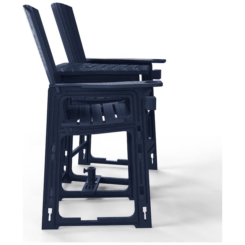 Polytrends Coastline Outdoor Poly Bar Chair Set with Connecting Tray & Cup Holder