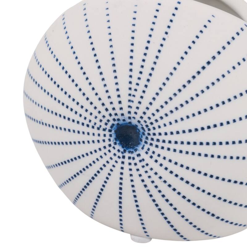 Round Shell Ceramic Vase - Stylish Dotted Pattern Flower Vase