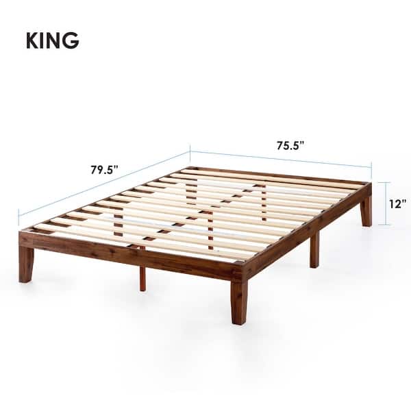 dimension image slide 13 of 34, 12" Classic Solid Wood Platform Bed Frame