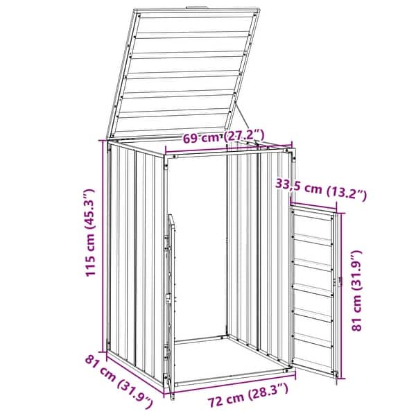 dimension image slide 0 of 5, vidaXL Wheelie Bin Storage Rubbish Waste Bin Storage Steel