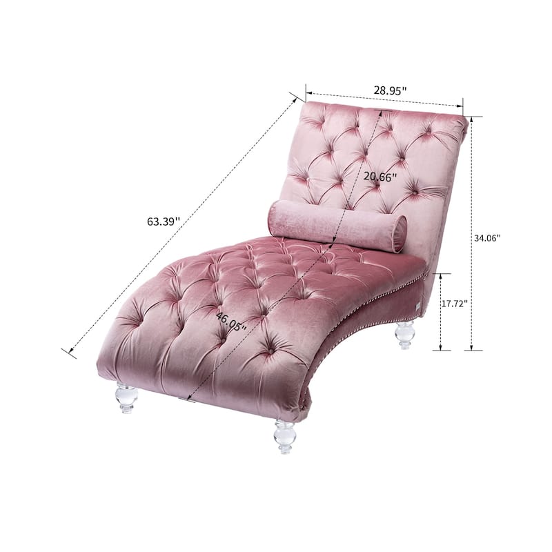 Elegant Stylish Velvet Upholstered Leisure Lounge Chair with Transparent Acrylic Legs