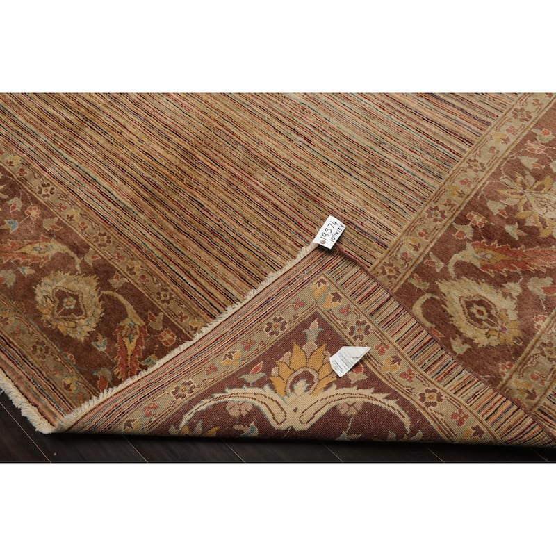 10'1''x13'9'' Hand Knotted Beige Wool Transitional Peshawar Silky Sheen Rug - 10' 1'' x 13' 9''