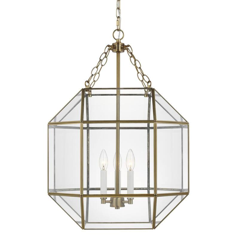 Bellevue Aveyron 3 Light 19" Wide Taper Candle Pendant with Clear - Satin Brass