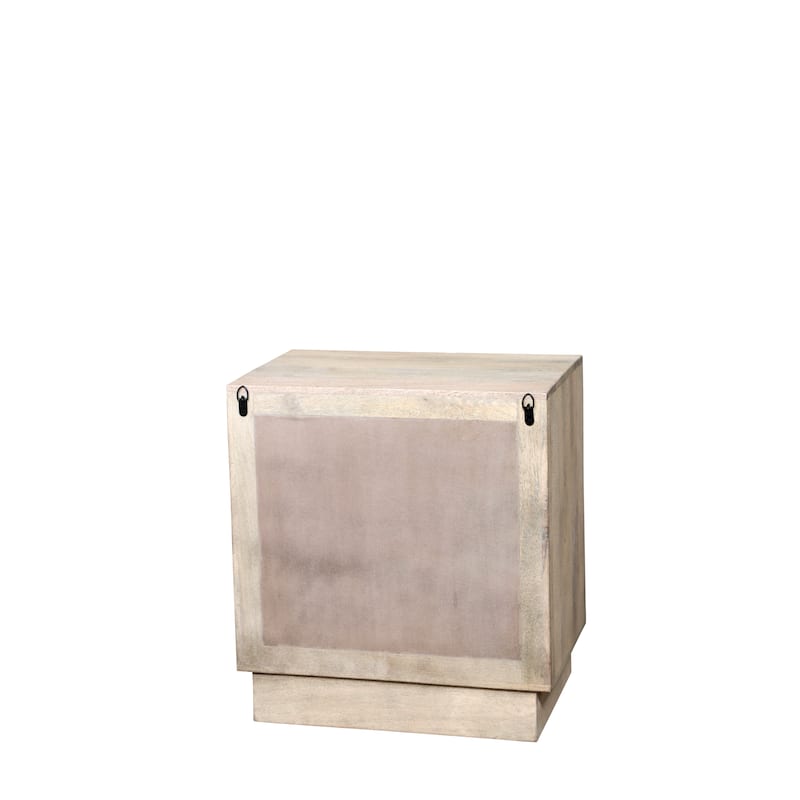 Modern Solid Wood Carved Nightstand with 2 Drawers