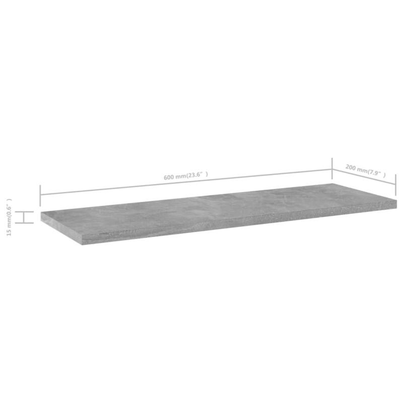 vidaXL Bookshelf Boards 8 pcs Concrete Gray 23.6"x7.9"x0.6" Chipboard