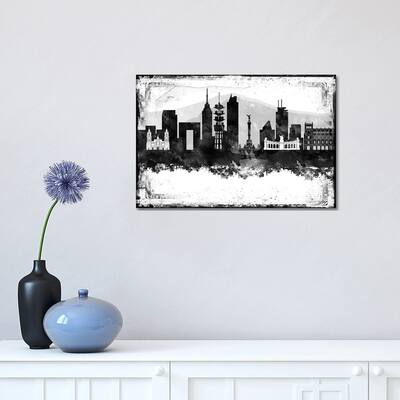 iCanvas "Mexico City Black And White Framed Skylines" by WallDecorAddict Canvas Print
