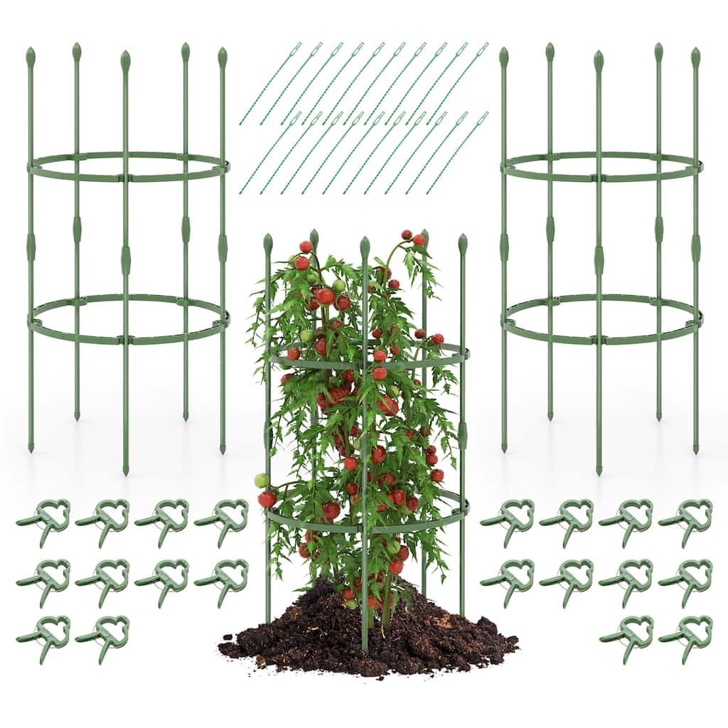 Gymax 3-Pack Garden Tomato Trellis 40'' Plant Support Cage w/