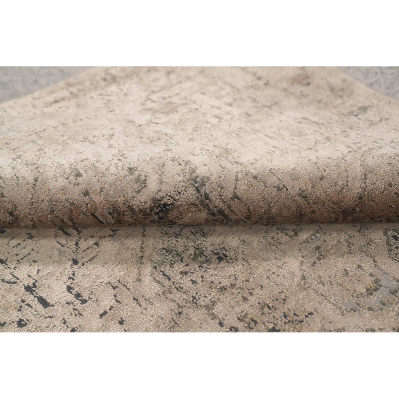 Machine Made Oriental Polyester Carpet Traditional Medallion Brown Tabriz Area Rug - 7' 5'' X 5' 2''