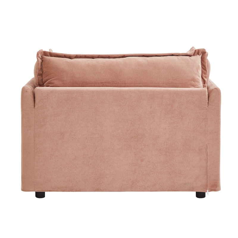 Chenille Single Sofa Chair with Ottoman, Modern Oversized Accent Chair for Reading, Living Room Curved Armrests Chairs
