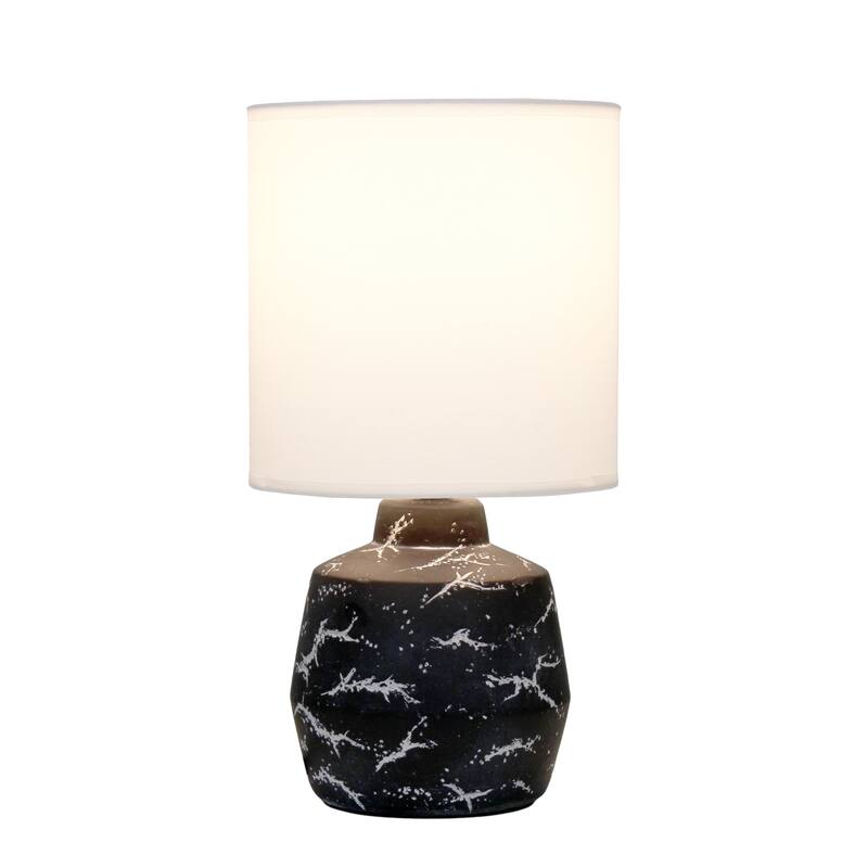 Marble Style Ceramic Table Lamp with Drum Shade - 13.25" - Black and White