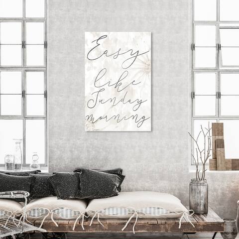 Oliver Gal 'Easy Like Floral Light' Typography and Quotes Wall Art Canvas Print Family Quotes and Sayings - Black, White