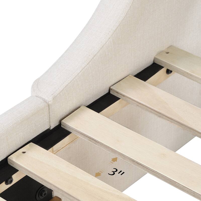 Modern Wooden Queen/King Size Upholstered Platform Bed with Headboard