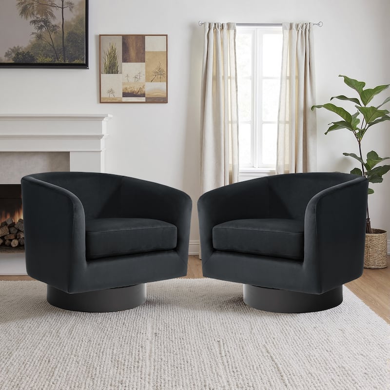 2 Set Modern Upholstered Swivel 360 Degree Accent Chair