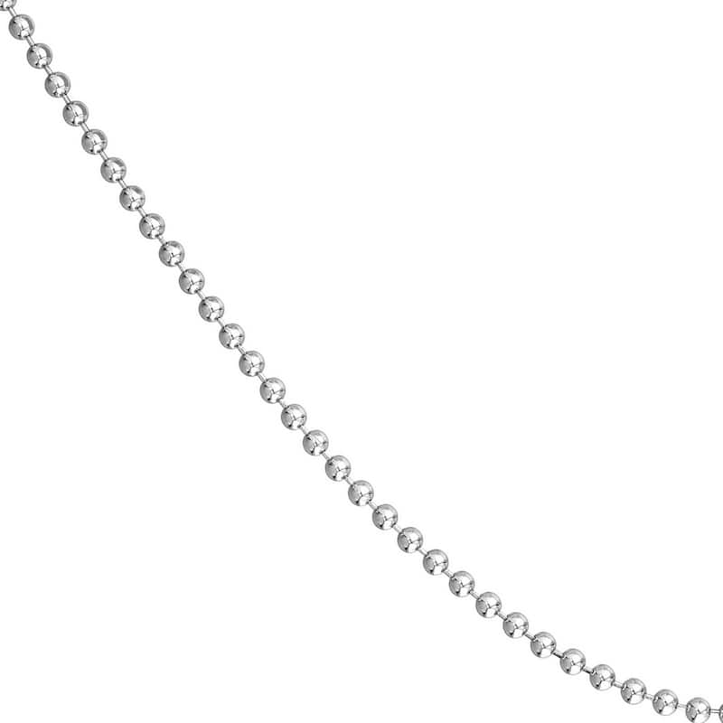 Curata 925 Sterling Silver Rhodium 3mm Bead Chain Necklace for Men (Lobster)