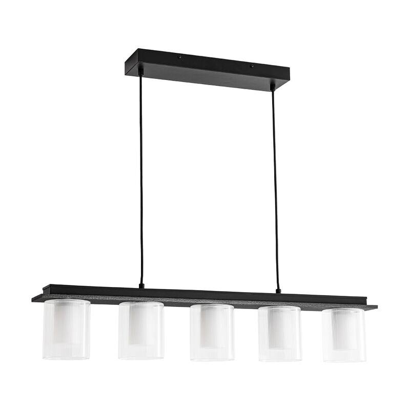 Scandinavian 5-Light Glass Dimmable LED Linear Chandelier 35in Wide