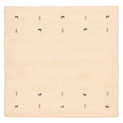 Kashkuli Gabbeh Cream Rug 4'11" x 4'11" - 4'11 x 4'11