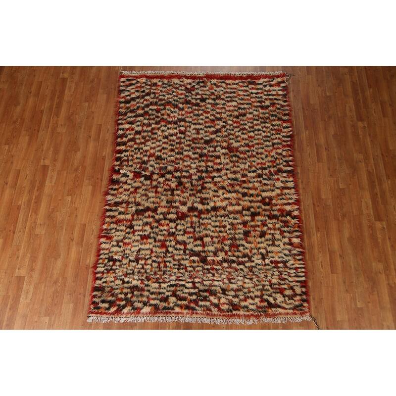 Hand Knotted Oriental 100% Wool Carpet Tribal Tribal Beige & Ivories Moroccan Area Rug - 7' 10'' X 5' 4''