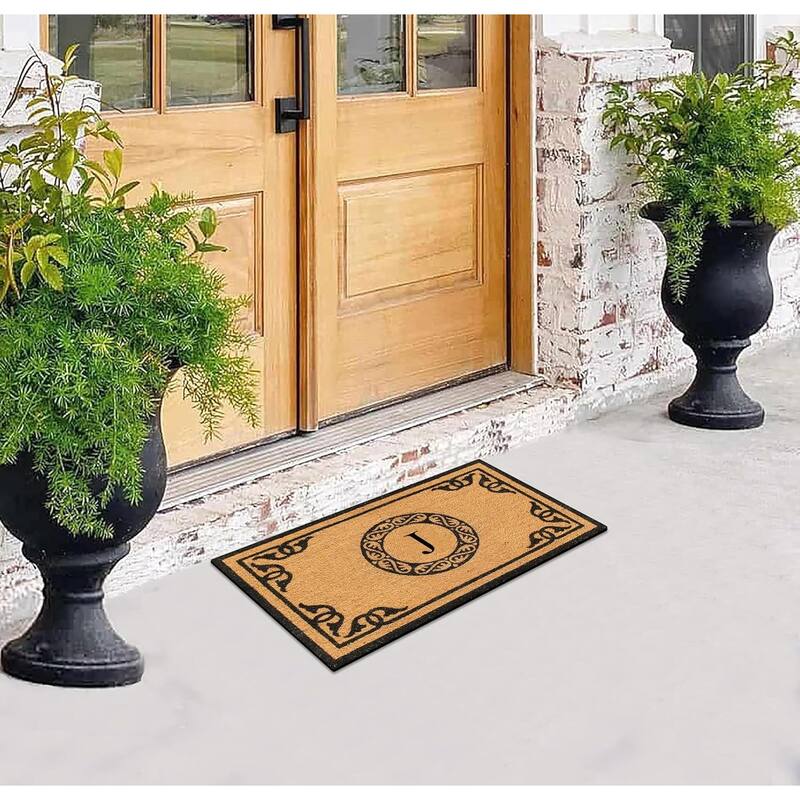 A1HC Natural Coir Monogrammed Anti-Shed Front Doormat 24" x 39"