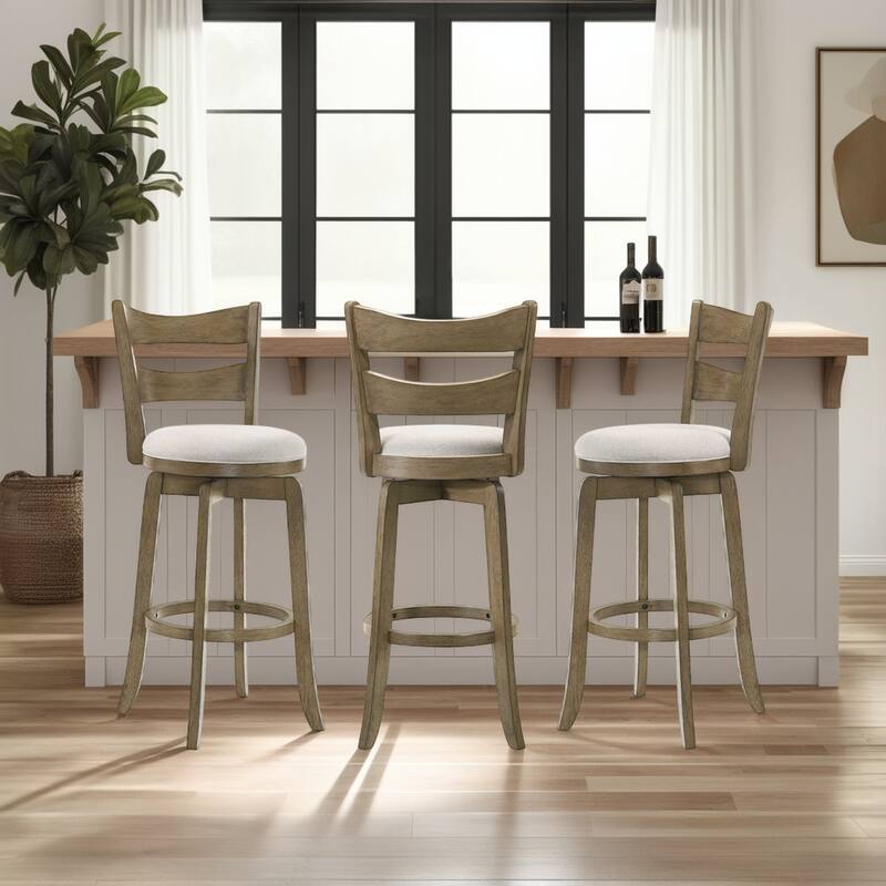 Blair Counter Height or Bar Height Rubberwood Barstool with Fabric Seat