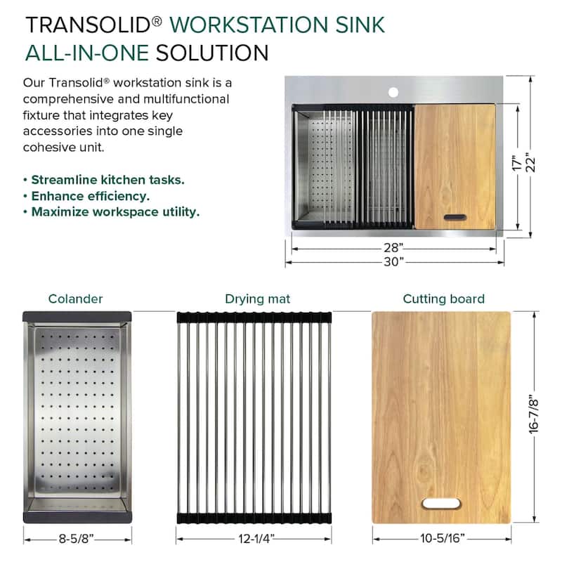 Transolid KWSST302210-ML2 30" Drop In Single Basin Stainless Steel