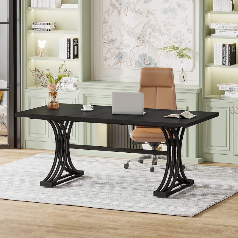 63'' Modern Executive Computer Desk with Trestles Legs, Large Writing Table for Home Office