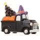 preview thumbnail 2 of 4, PreLit Ceramic Halloween Truck with Pumpkin HandPainted Decor