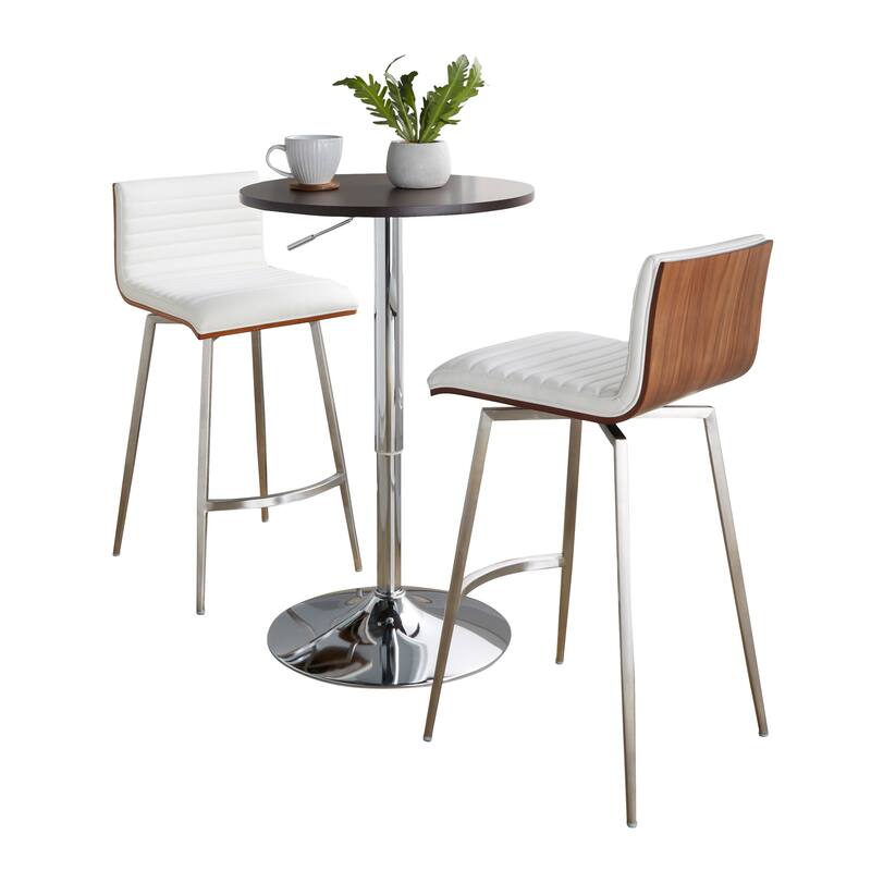 Porch & Den Oakberry-Mason Swivel 3-Piece Counter Height Dining Set - White Faux Leather