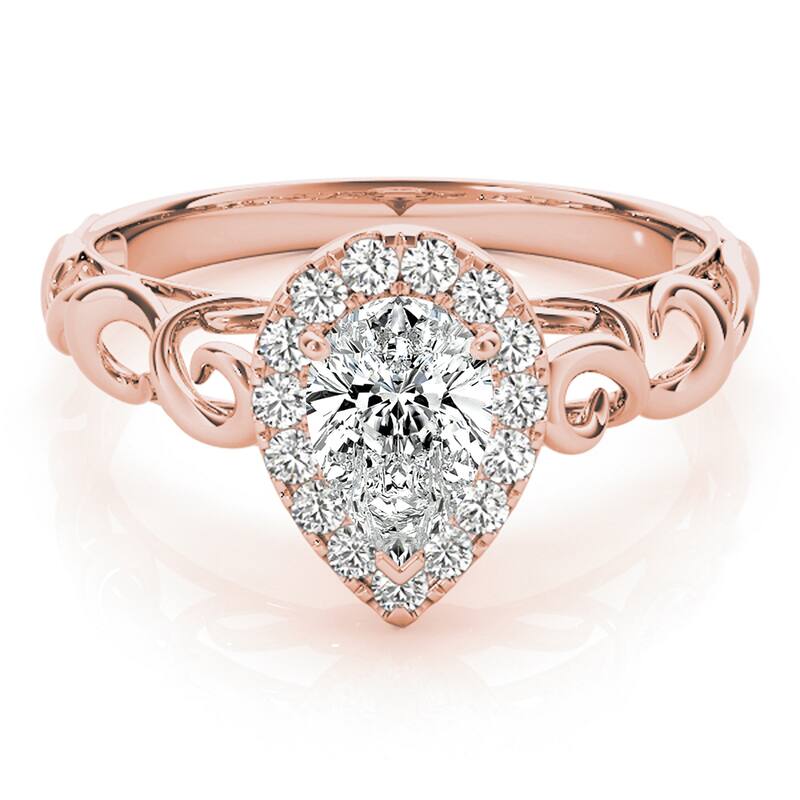 Auriya 14k Rose Gold Lab Grown Pear Diamond Halo Engagement Ring 0.50 to 5.00 ct. tw. (F-G VS)