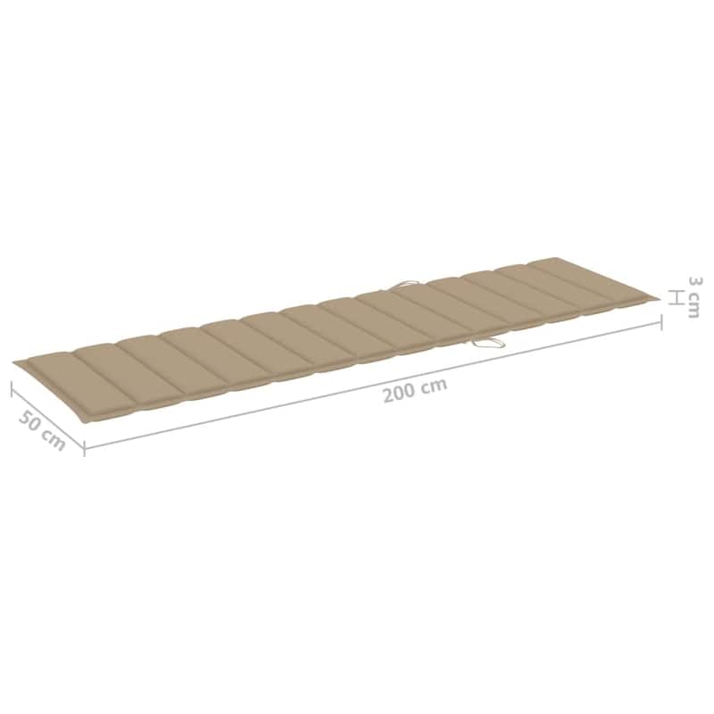 vidaXL Patio Lounge Chair Outdoor Sunbed Sunlounger with Cushion Solid Teak - 76.8" x 23.4" x 13.8"