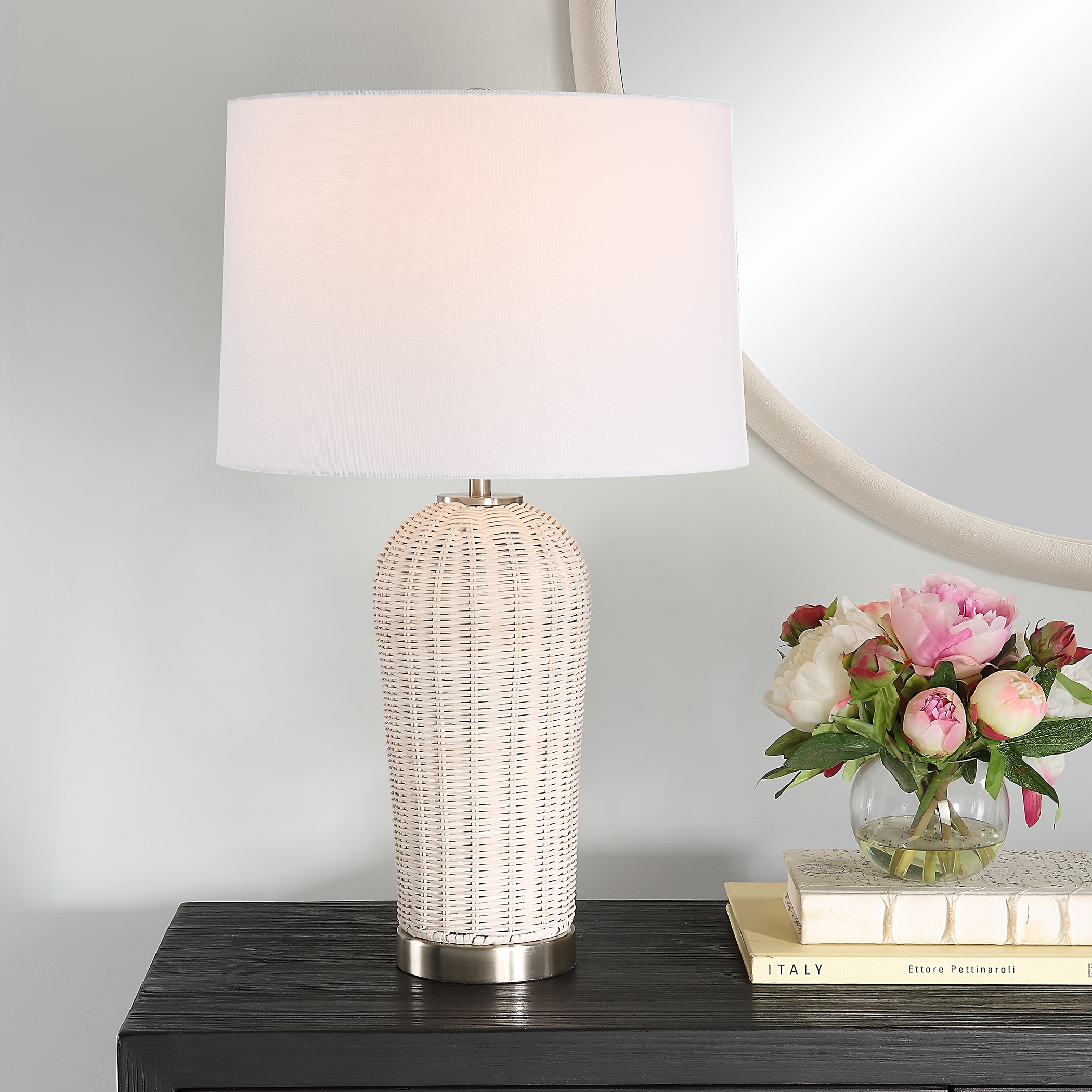 White wicker table lamps outlet