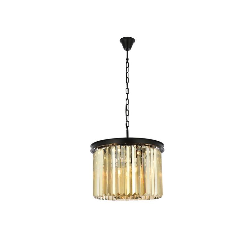 Royce Edge 6-Light Matte Black Pendant - matte black (royal cut golden teak crystals)