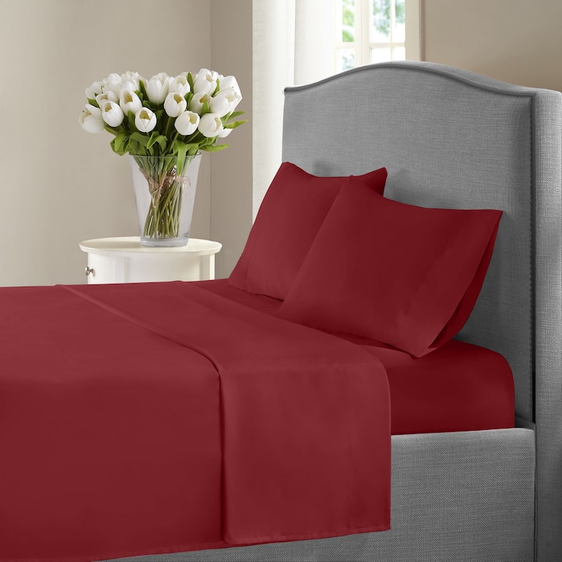 1000 Thread Count Cotton-rich Deep Pocket Sheet Set - Burgundy - California King