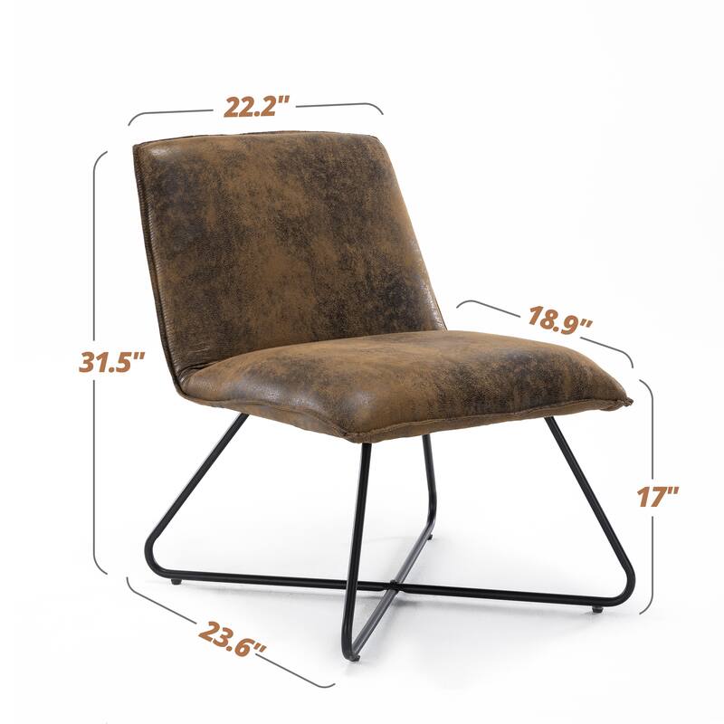 LUE BONA Mid Century Faux Leather Accent Chair With Adjustable Backrest - 31.5'' H X 22.2'' W X 23.6'' D