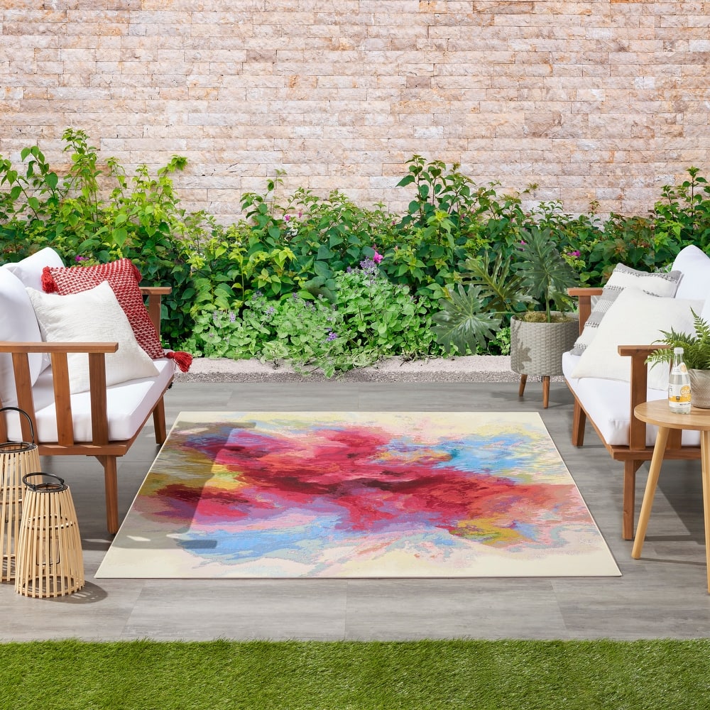 Nourison Color Splash Indoor/Outdoor Multicolored Abstract Area Rug