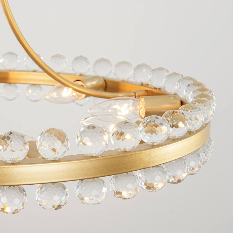 9-Light Modern Glam Round Traditional Crystal Chandelier, Flush Mount or chandelier Installation