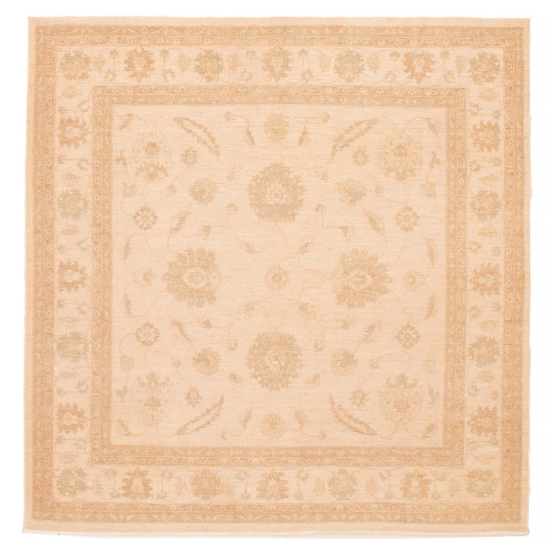 ECARPETGALLERY Hand-knotted Chobi Finest Ivory Wool Rug - 8'0 x 8'0 - Ivory - 8'0 x 8'0