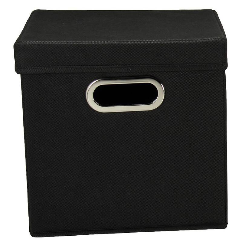 Household Essentials Storage Cubes with Lid and Grommet Handles, Set of 2