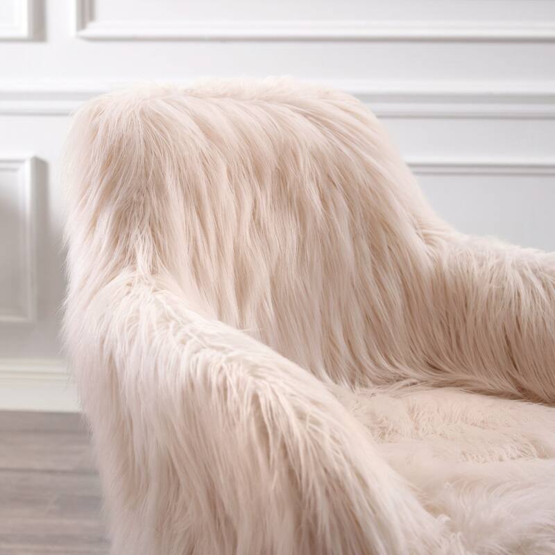Faux Fur Plush Office Chair - 35" - Pink and Silver