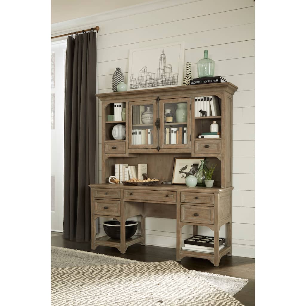 Magnussen Home Tinley Park Dove Tail Grey Desk With Hutch