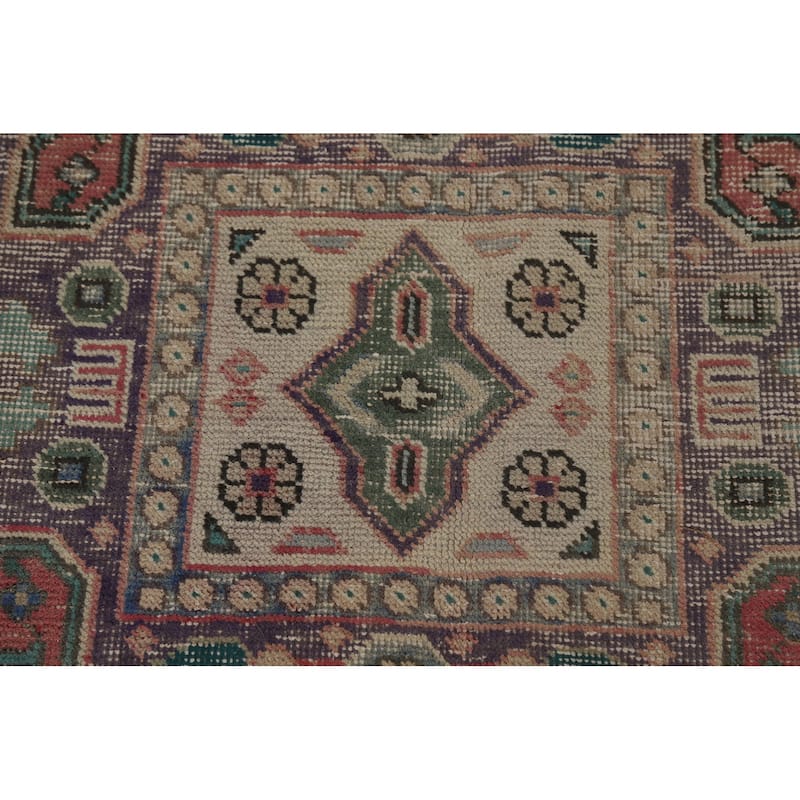 Vintage Geometric Tabriz Persian Area Rug Hand-Knotted Wool Carpet - 6'6" x 9'7"