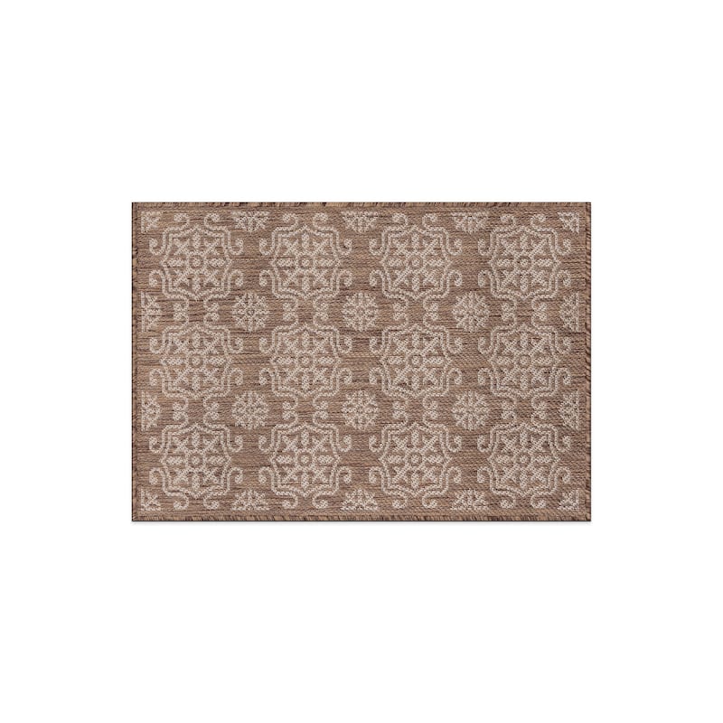 World Rug Gallery Transitional Geometric Textured Flat Weave Indoor/Outdoor Area Rug