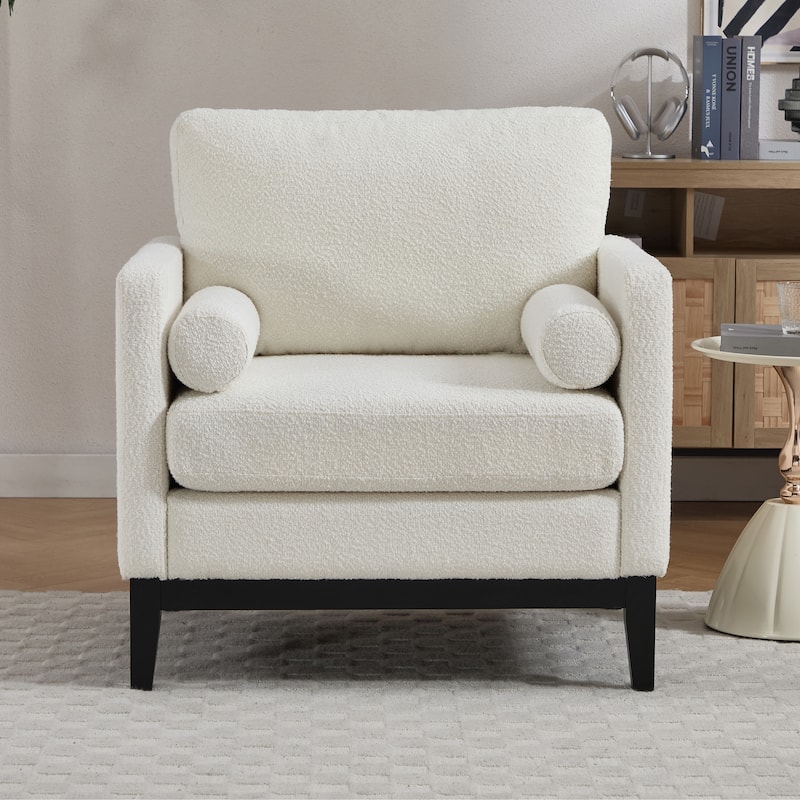 35.4"W Modern Reading Chair Set of 2,Upholstered Accent Chair with Pillows and Wood Legs