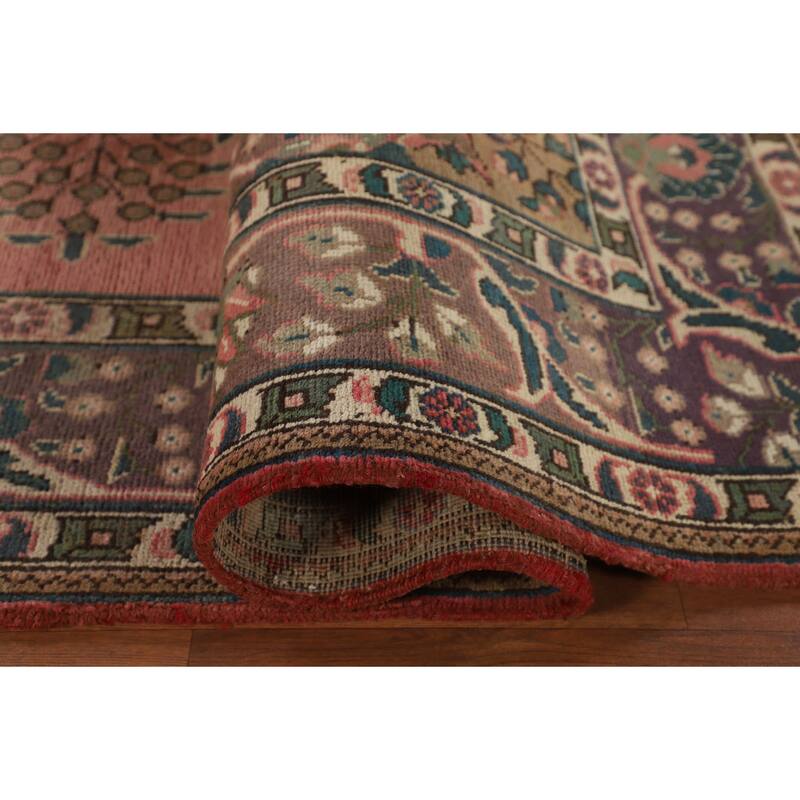 Pink Tabriz Persian Vintage Area Rug Handmade Wool Carpet - 6'8" x 9'10"