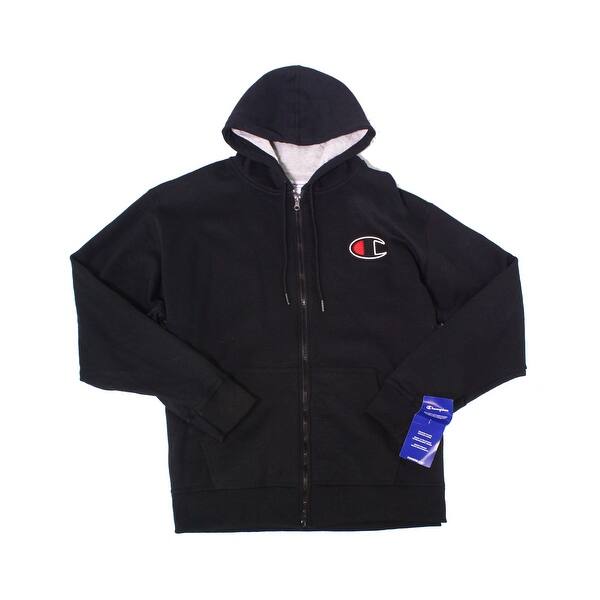 Shop Champion Men S Sweater Black Size Xl Fleece Full Zip Logo Hooded Free Shipping On Orders Over 45 Overstock 30028222