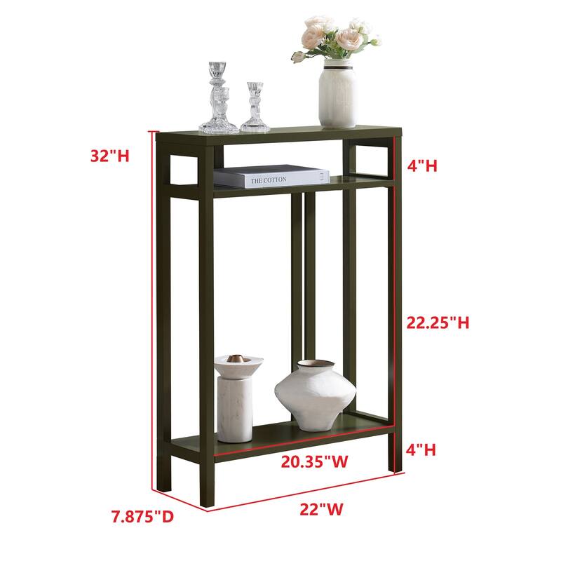 Bisbee Wood 22-inch Console Table with Two Shelves - 22"L x 8"W x 32"H