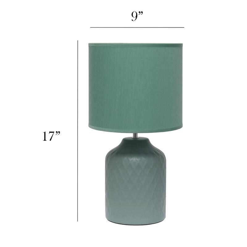 Chevron Ceramic Base Table Lamp with Drum Shade - 17.25" - Seafoam Green