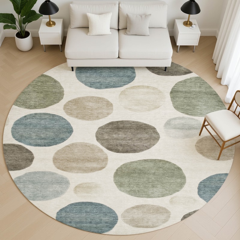 Premium Washable Super Soft Modern Bubbles Mayfield Rug - Ivory - 8' x 8'