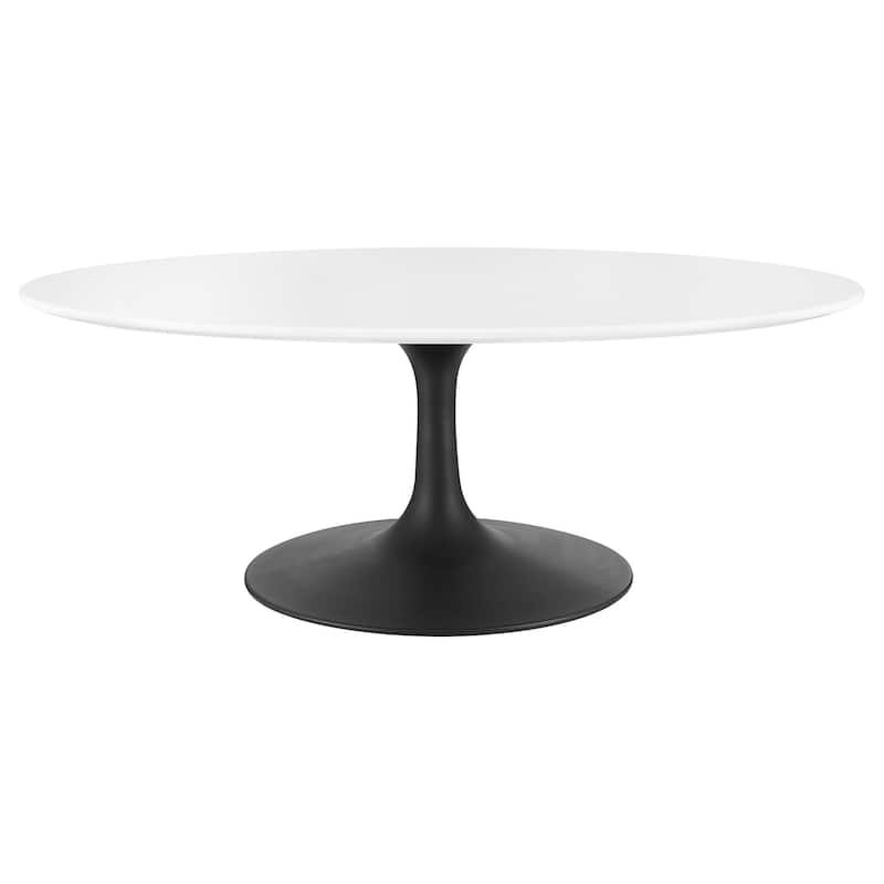 42" Oval-Shaped Wood Coffee Table, Black White