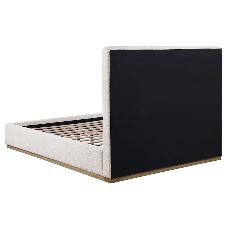 Knox Transitional Boucle Upholstered Panel Bed Cream