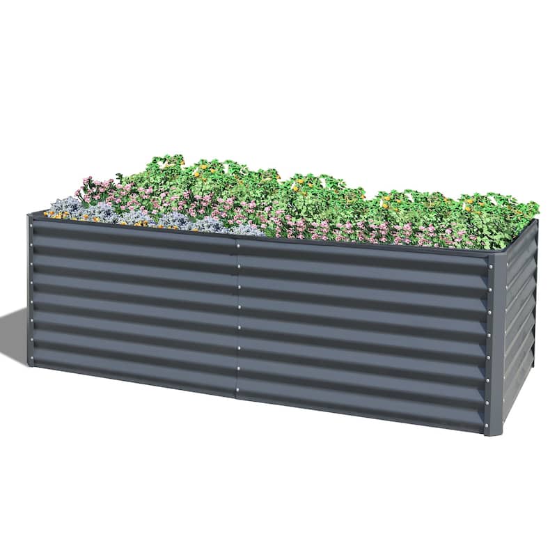 Modern Garden Bed Large Metal Planter with Open Ended Base Support Rods, for Gardening Vegetables Fruits Flowers - 8' x 10'